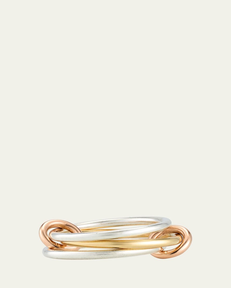 Solarium SY Three Link Ring in Sterling Silver and 18K Yellow Gold Connectors